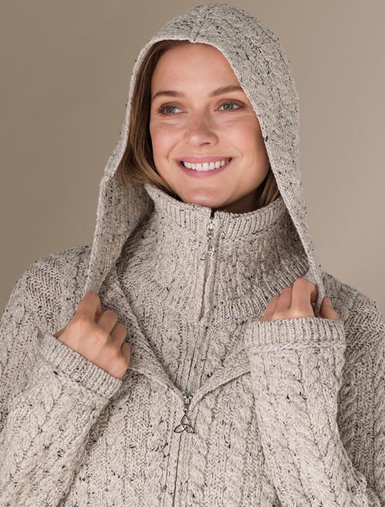 Aran Cashmere Aran Hooded‎ Double ‎‎Zip Coat