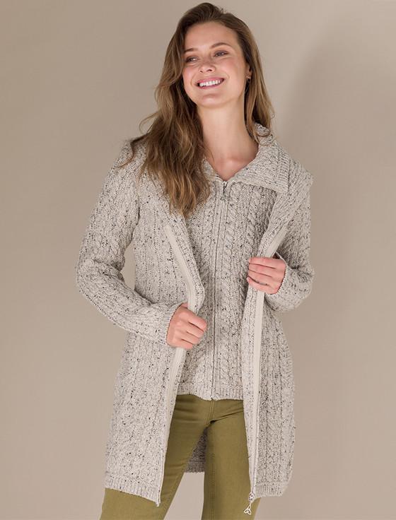 aran cashmere Aran Hooded‎ Double ‎‎Zip Coat