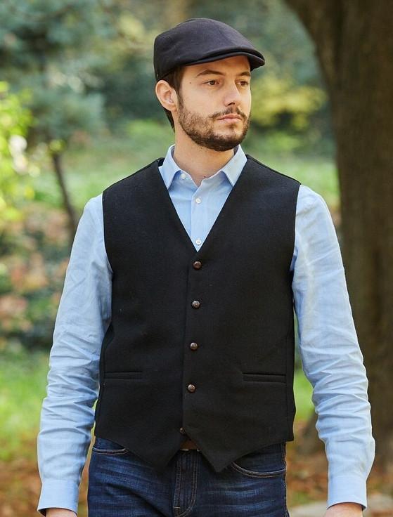 aran cashmere Aran Island Melton Waistcoat - Black