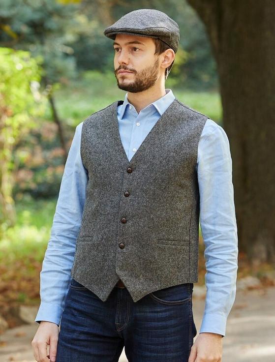 aran cashmere Aran Island Melton Waistcoat - Grey