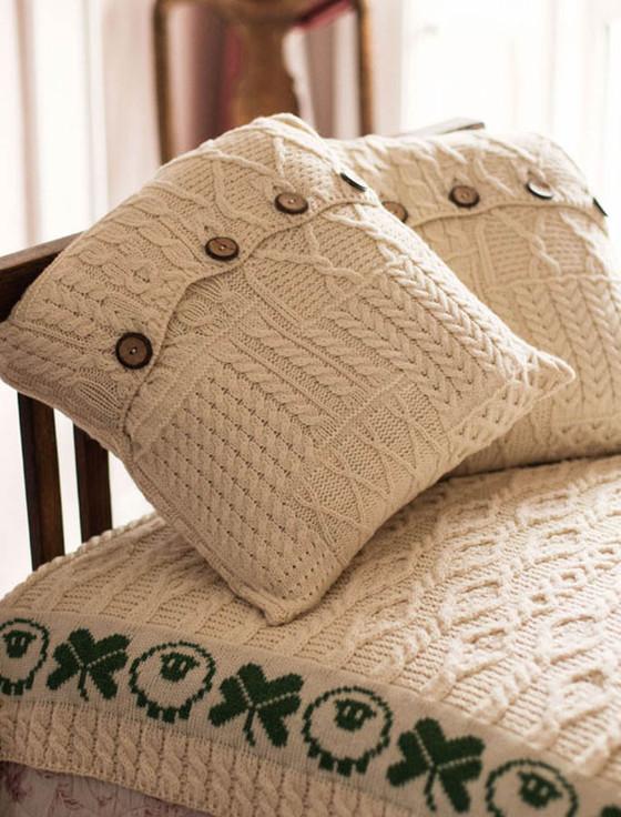 Aran Cashmere Aran-Knit Cushion Cover