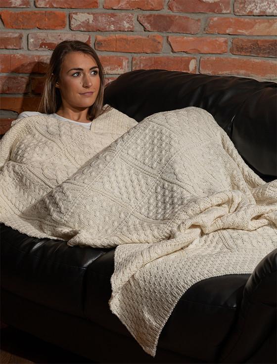 Aran Cashmere Aran Patchwork Merino Wool Throw