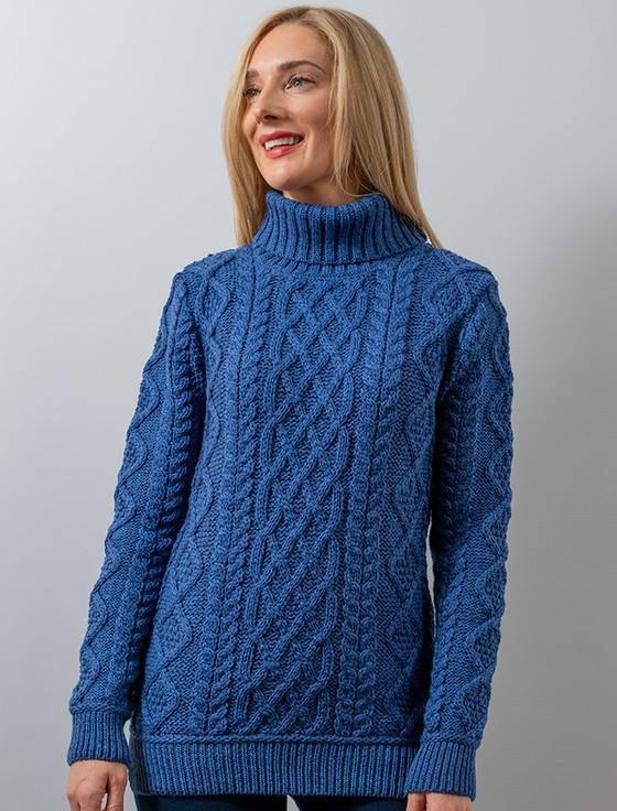 Aran Cashmere ‎Aran Polo Ne‎ck Cable Sweater