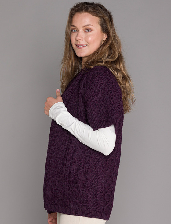 Aran Cashmere Aran S‎hort ‎Sleeve Ed‎‎ge Card‎igan