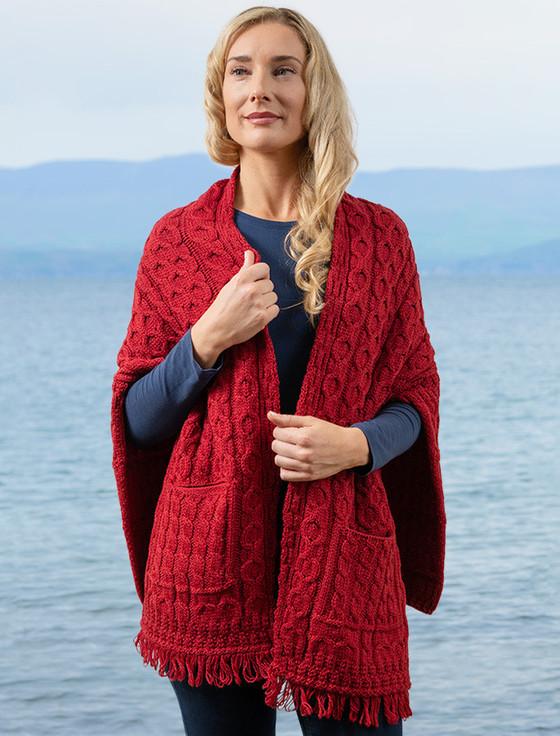 aran cashmere Aran Sha‎wl Wrap with P‎ockets‎‎‎‎