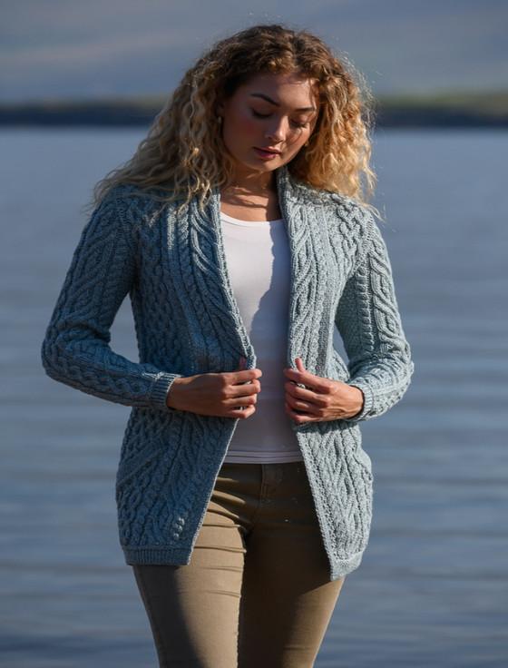 aran cashmere Aran Shawl Collar Neck Cardigan