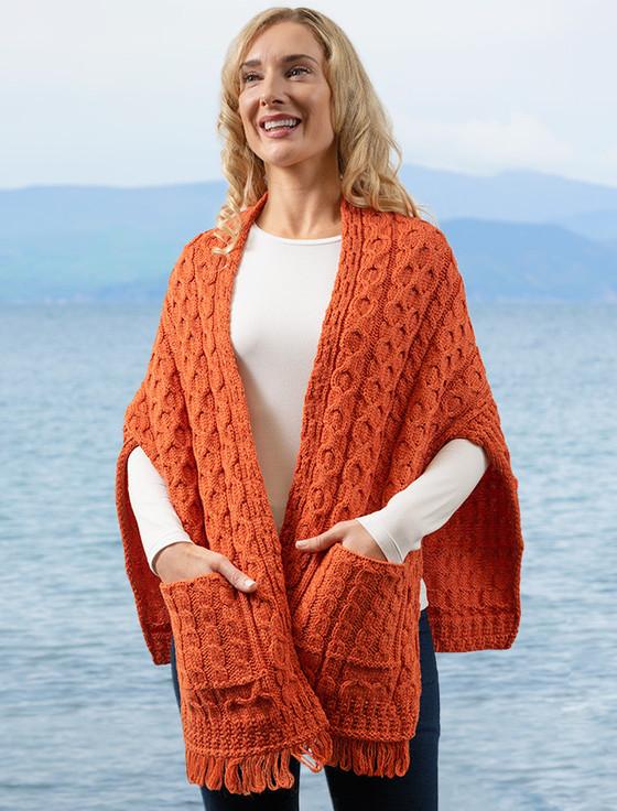 aran cashmere ‎Aran Shawl‎ Wrap with P‎ockets‎‎‎‎