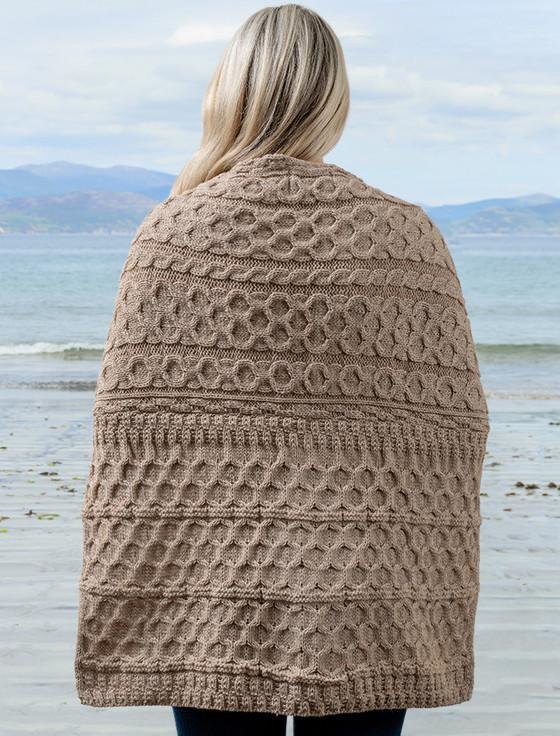 Aran Cashmere Aran Shawl Wrap With Pockets‎‎‎