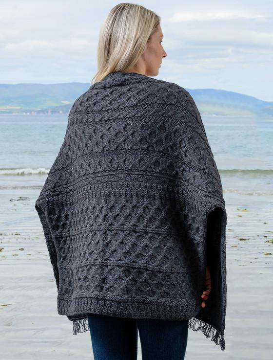 Aran Cashmere Aran Shawl Wrap With Pockets‎‎‎‎