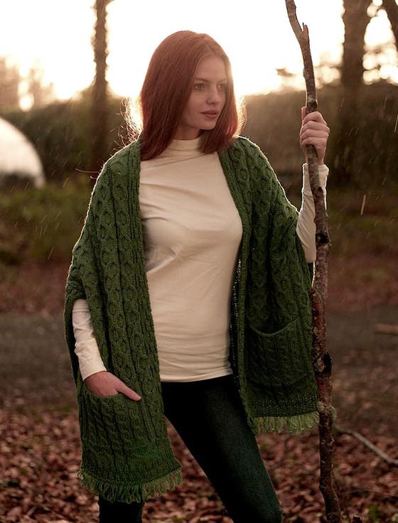 aran cashmere Aran Shawl Wrap with Pockets‎‎‎‎‎‎