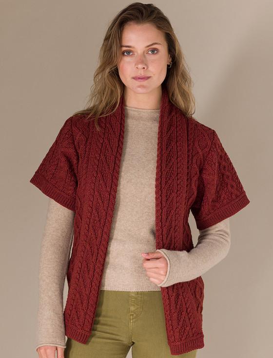 aran cashmere Aran Short ‎Sleeve Ed‎‎ge Card‎igan