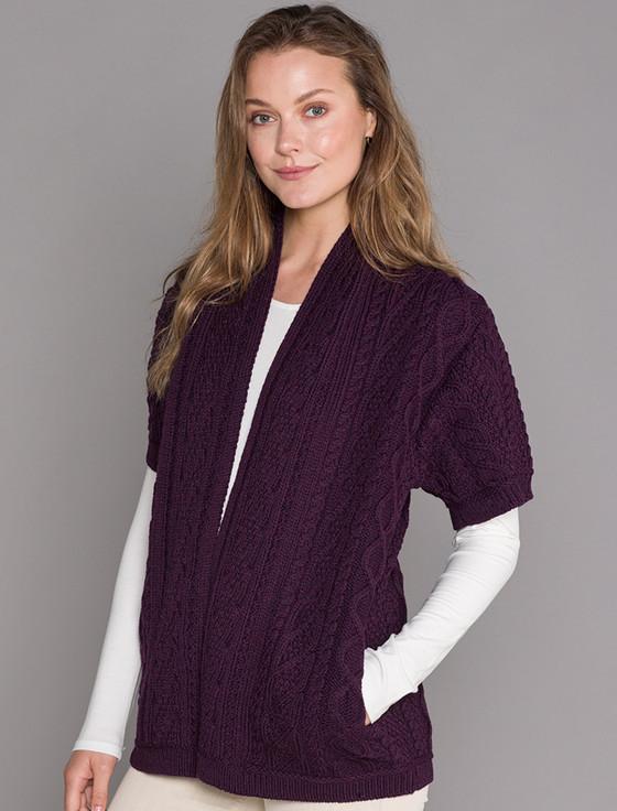 Aran Cashmere Aran Short Sleeve Edge Cardigan