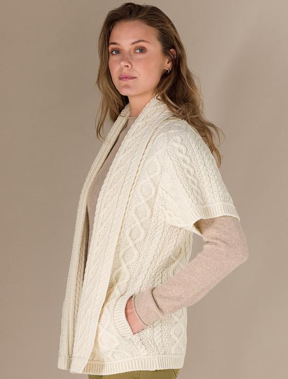 Aran Cashmere Aran Short ‎Sleeve Edge Cardigan