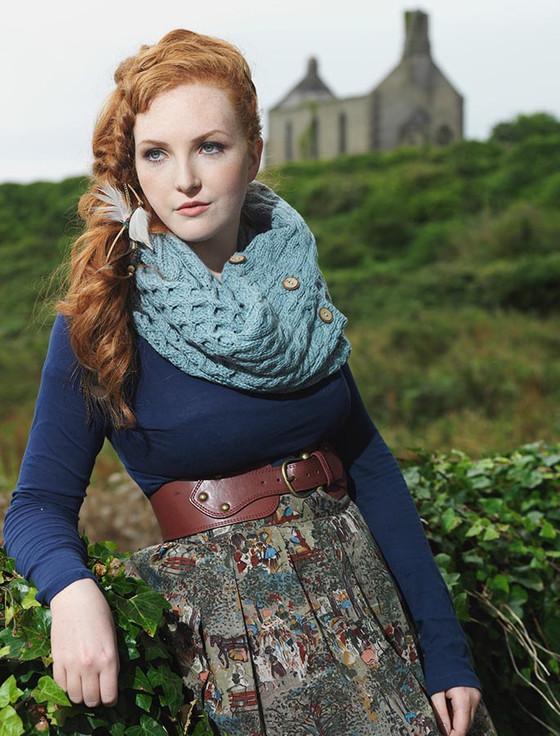 Aran Cashmere Aran Snood Scarf With Buttons