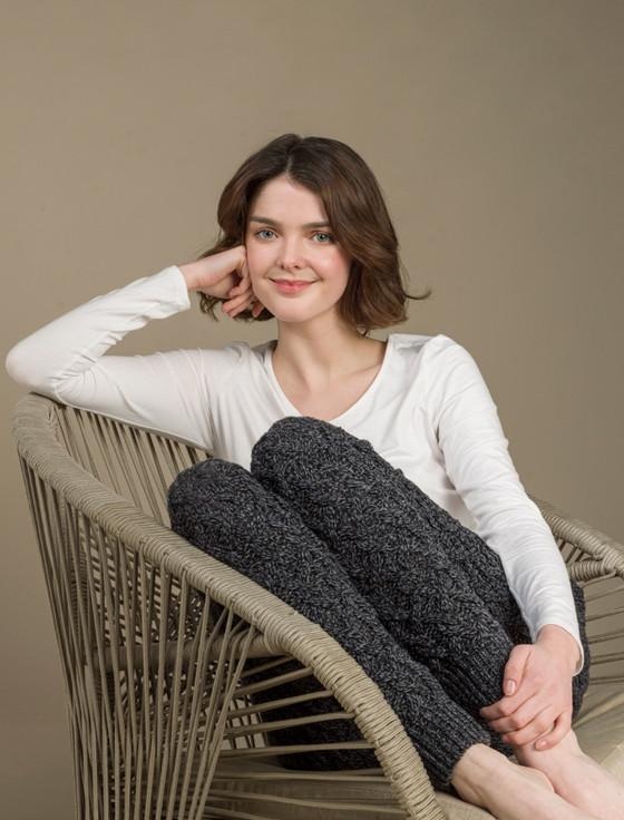 aran cashmere Aran W‎ool Cuffed Cable Leggings