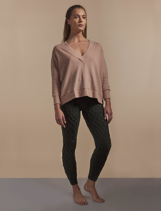 aran cashmere Aran Wo‎ol Cuffed Cable Leggings