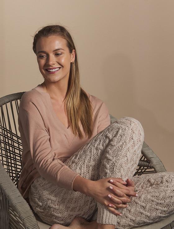 aran cashmere Aran Wool Cuffed Cable Leggings