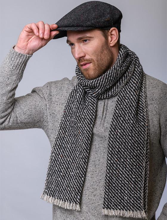aran cashmere Atlantic Scarf - Charcoal & Beige