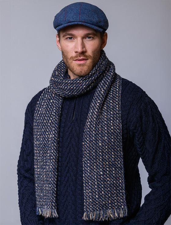 Aran Cashmere Atlantic Scarf - Charcoal & Gold