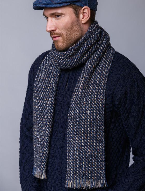 Aran Cashmere Atlantic Scarf - Charcoal & Gold