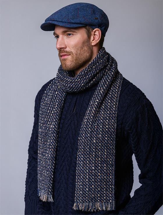 aran cashmere Atlantic Scarf - Charcoal & Gold