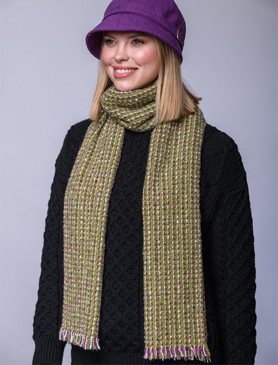 Aran Cashmere Atlantic Scarf - Kiwi & Pink