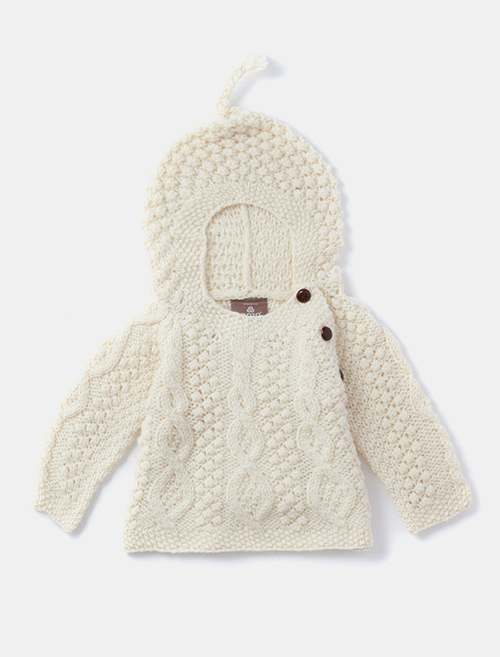 Aran Cashmere Baby/Toddler Side-Fastening Hoodie