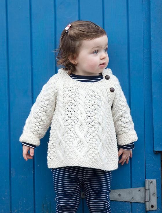 aran cashmere Baby/Toddler Side-Fastening Hoodie