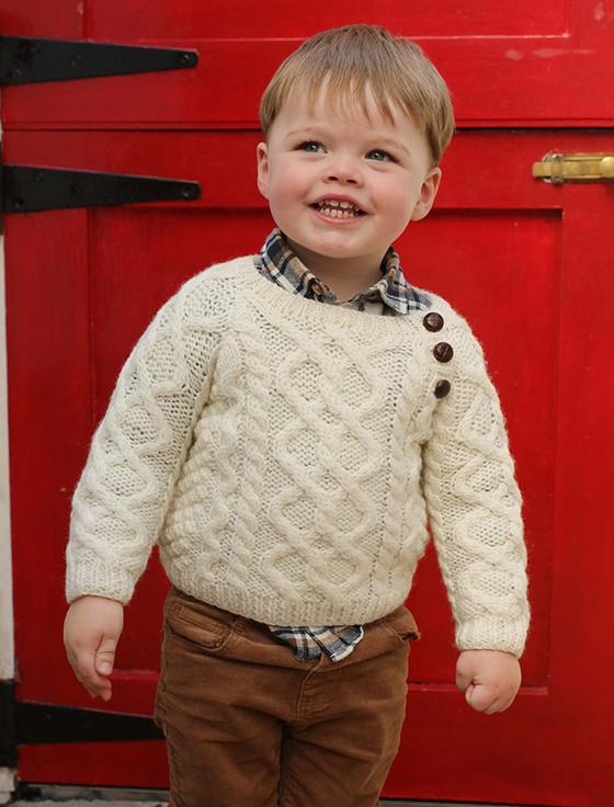 Aran Cashmere Baby/Toddler Side-Fastening Sweater