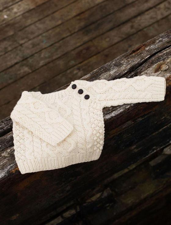 Aran Cashmere Baby/Toddler Side-Fastening Sweater