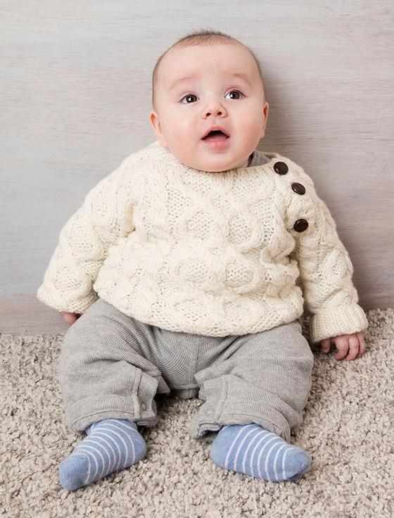 aran cashmere Baby/Toddler Side-Fastening Sweater