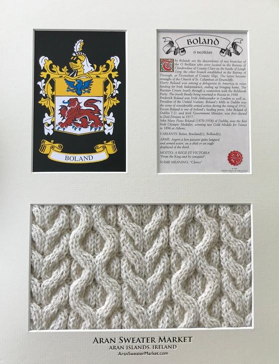 Aran Cashmere Boland Clan Aran & History Display