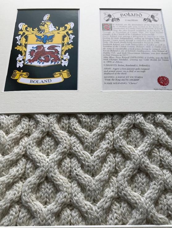 Aran Cashmere Boland Clan Aran & History Display