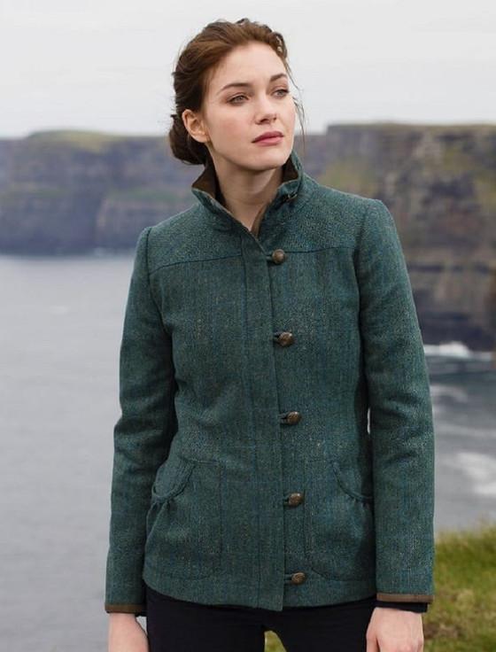 aran cashmere Bracken Ladies Tweed Jacket - Mist