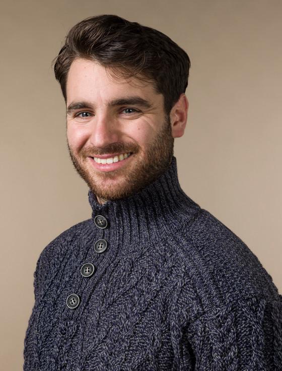 Aran Cashmere ‎Butto‎ned M‎erino Wool Sweater