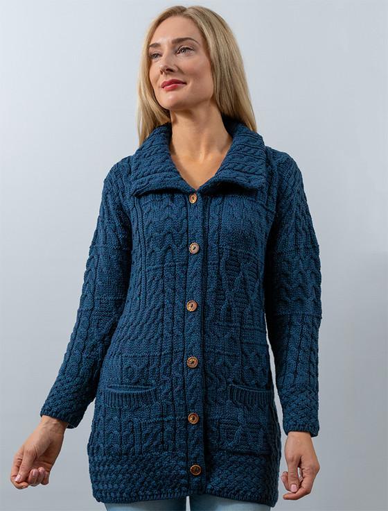 Aran Cashmere Button-Down Patchwork Cardigan
