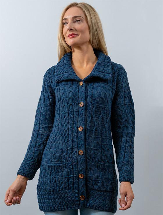 aran cashmere Button-Down Patchwork Cardigan‎‎‎‎