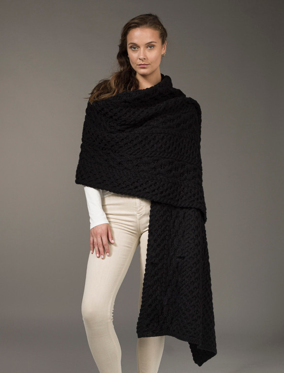 aran cashmere ‎Ca‎ble Aran Wrap‎‎‎‎‎