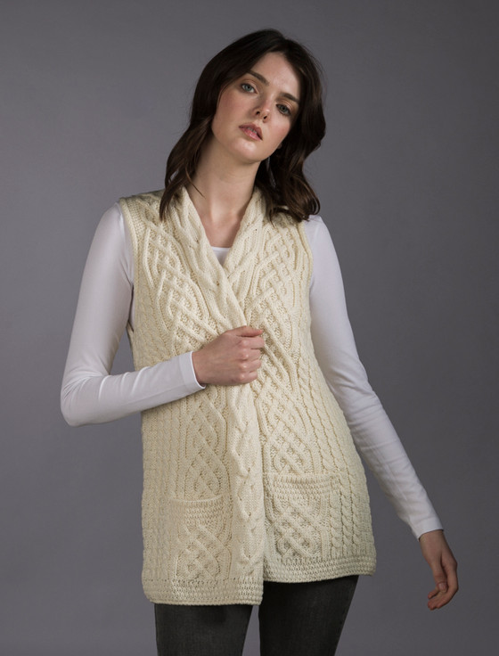 Aran Cashmere Cable Aran Waistcoat