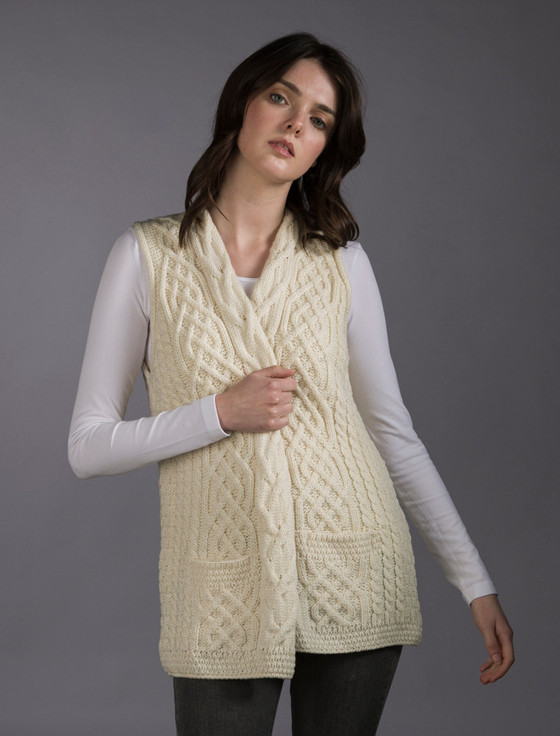 Aran Cashmere Cable Aran Waistcoat‎‎‎