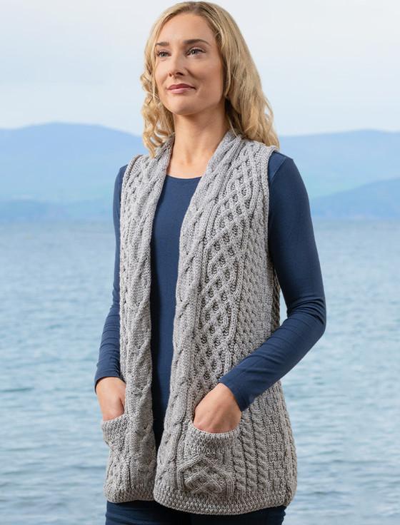 aran cashmere Cable Aran Waistcoat‎‎‎‎‎