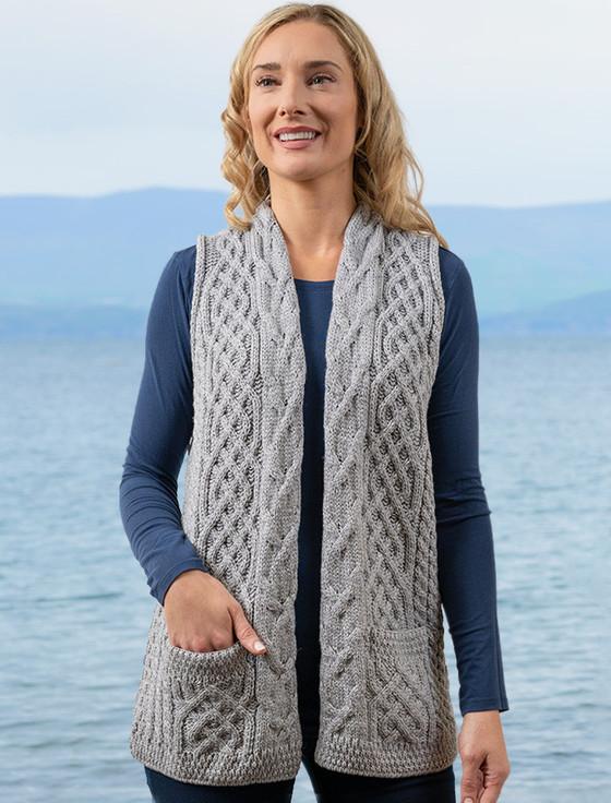 Aran Cashmere Cable Aran Waistcoat‎