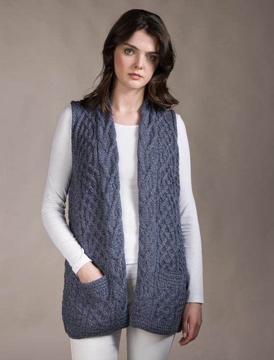 aran cashmere Cable Aran Waistcoat‎‎‎‎‎‎
