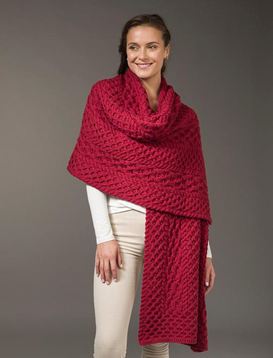 aran cashmere Cable Aran Wrap
