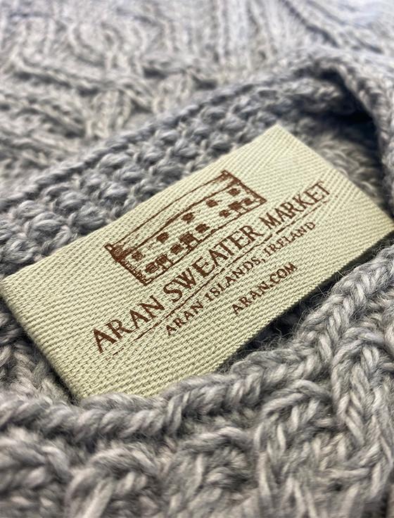 Aran Cashmere Cable Crew Neck Sweater With Pockets‎‎