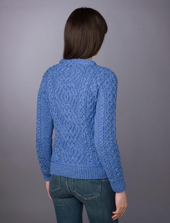 Aran Cashmere Cable Crew Neck Sweater With Pockets