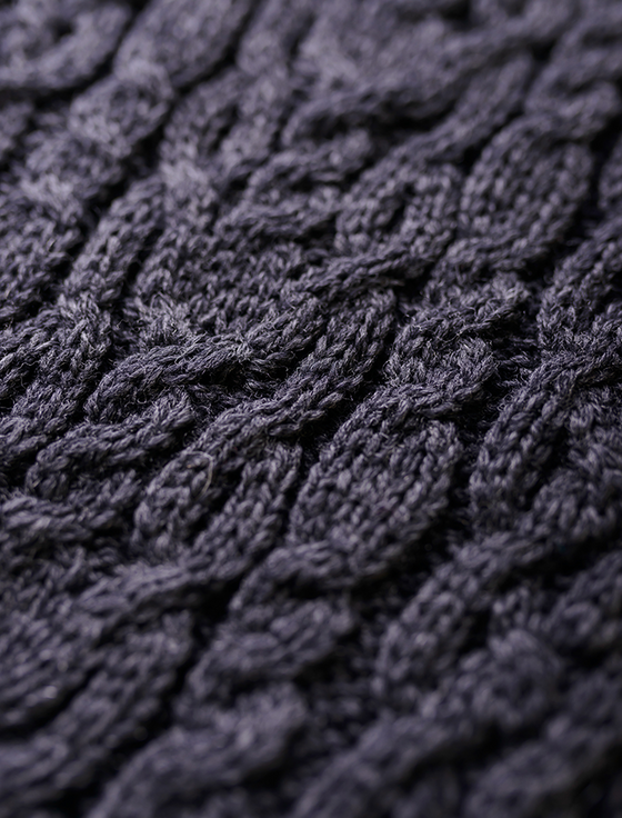 Aran Cashmere Cable Crew Neck Sweater With Pockets‎‎‎‎‎‎