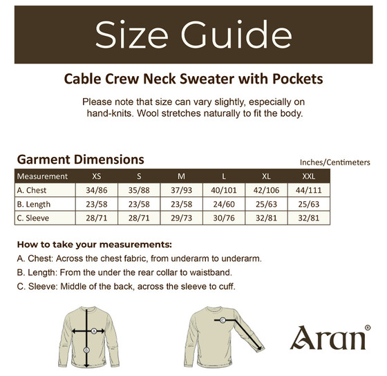 Aran Cashmere Cable Crew Neck Sweater With Pockets‎‎‎‎‎‎‎‎‎‎‎