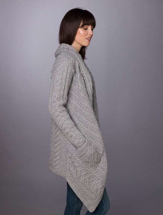 Aran Cashmere ‎Cable‎ Knit Waterfall Aran Cardigan