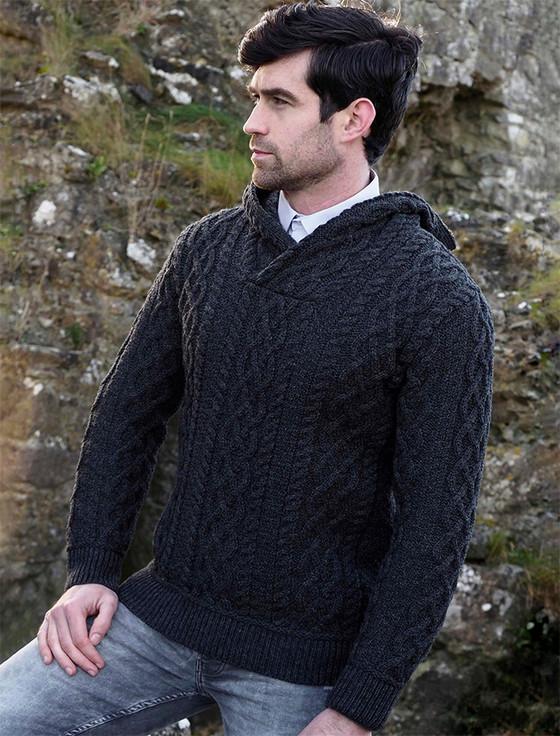 Aran Cashmere Cable & Lattice Hooded Sweater